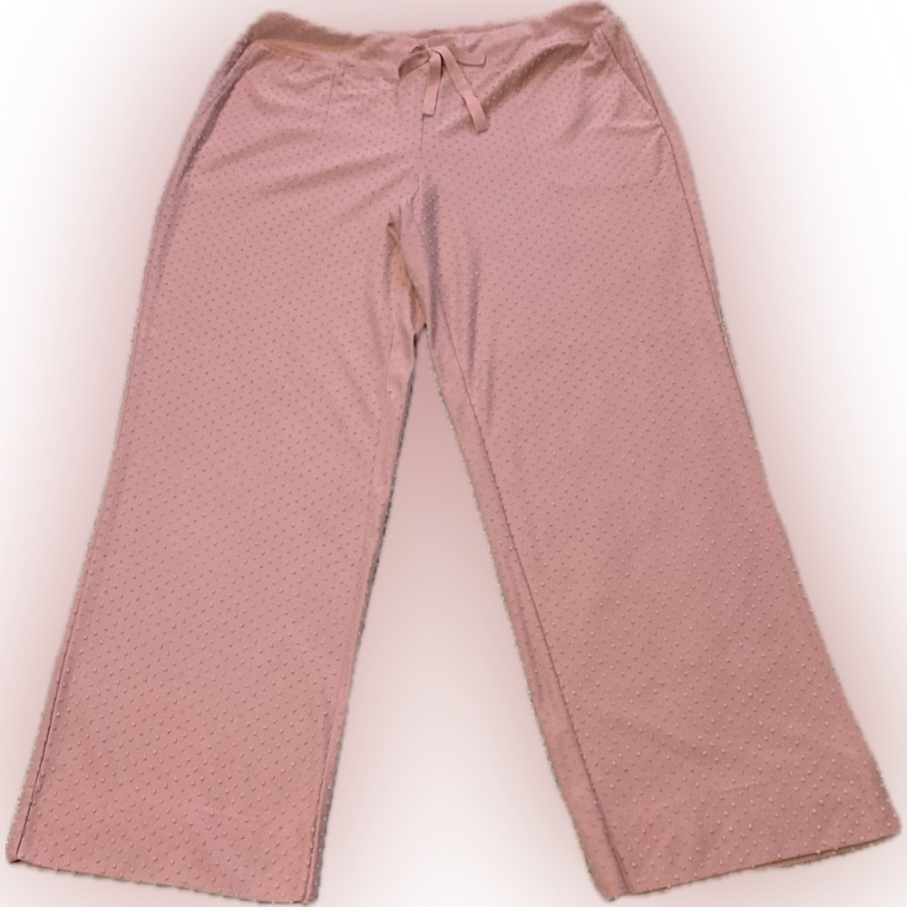 Women’s Soma pajama pants Med dusty rose Swiss dot elastic waist front pockets